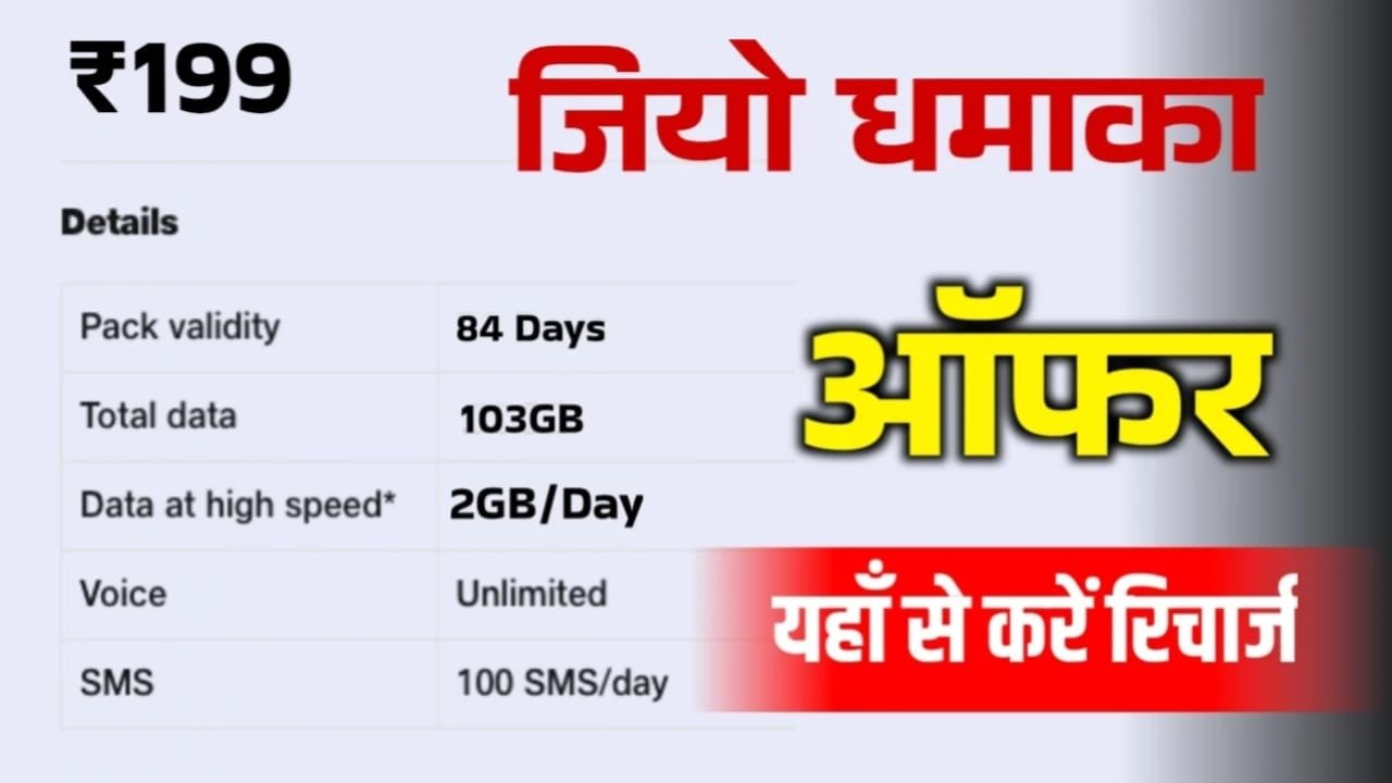 Jio Recharge New Plan: New Recharge Plan Available for Only ₹199 with 1-Year Validity – Full Details Inside